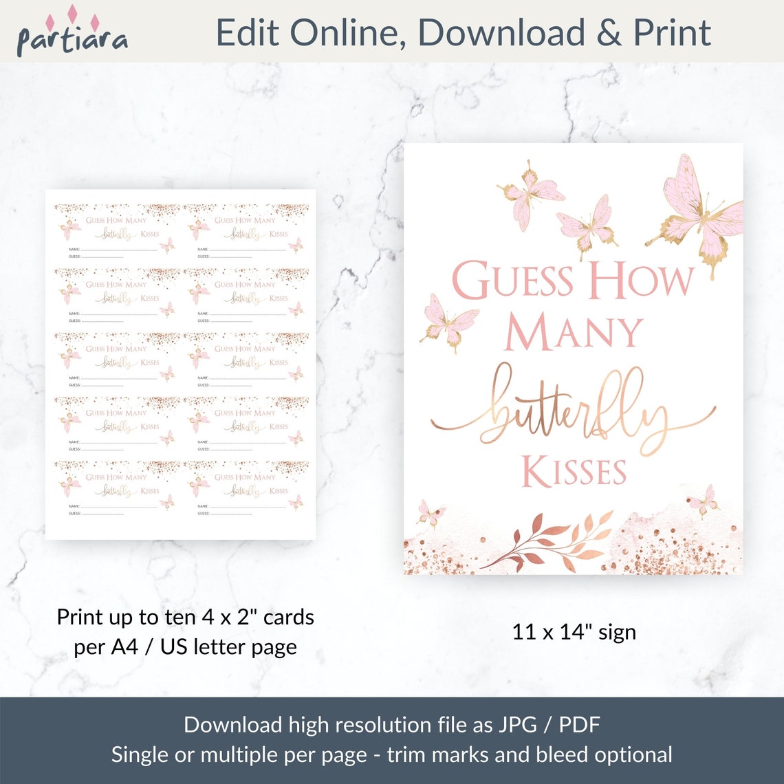Guess How Many Butterfly Kisses Baby Shower Game Girl Etsy