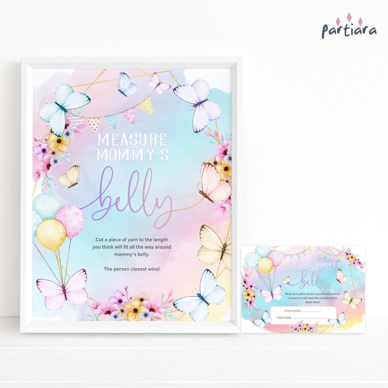 Butterfly Measure Mommys Belly Game Printable Rainbow Girl - Etsy