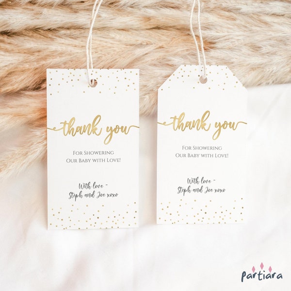 Ladies Thank You Favor Gift Tag Printable All White Gold Dinner Party Gifts Label Editable Template Baby Shower Favors Digital Download P16