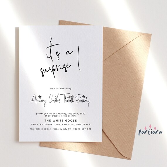 Adult Birthday Invitation Printable Editable Template - Etsy