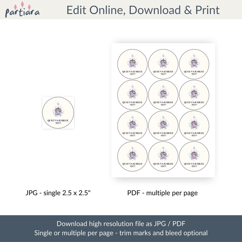Queen's Platinum Jubilee Cupcake Toppers Printable Garden Etsy UK