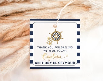 Nautical Birthday Tags Boy 1st Birthday Nautical Favor Gift Thank You Tag Printable Mens Sailing Beach Party Editable Download Labels P104