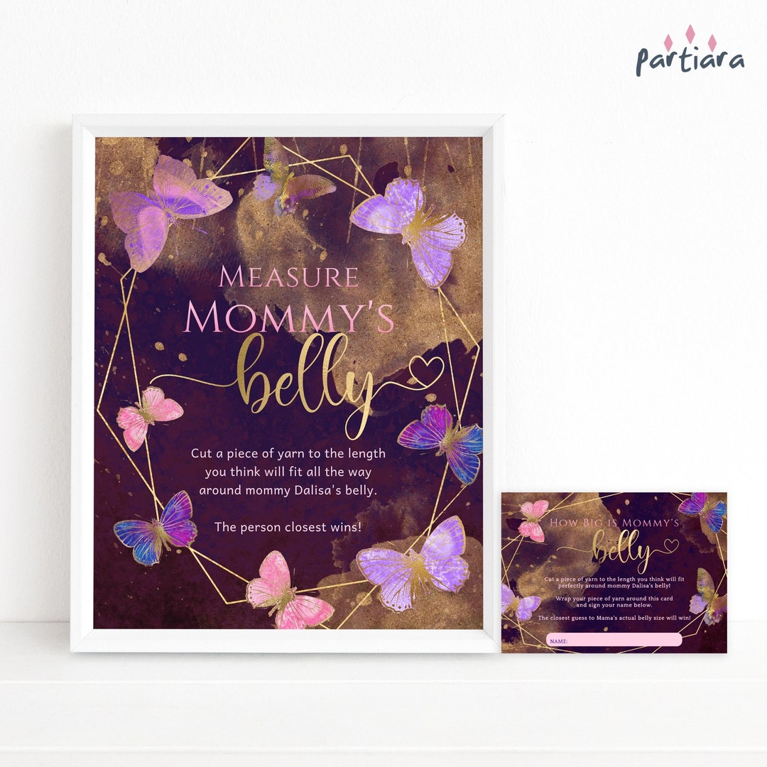 Measure Mommys Belly Game Butterfly Baby Shower Party Activity Girl ...