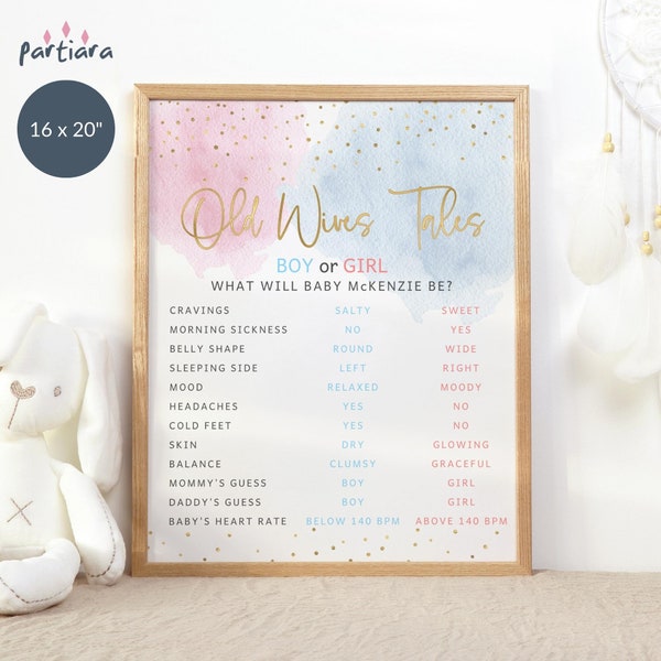 Gender Reveal Old Wives Tale Board - Etsy