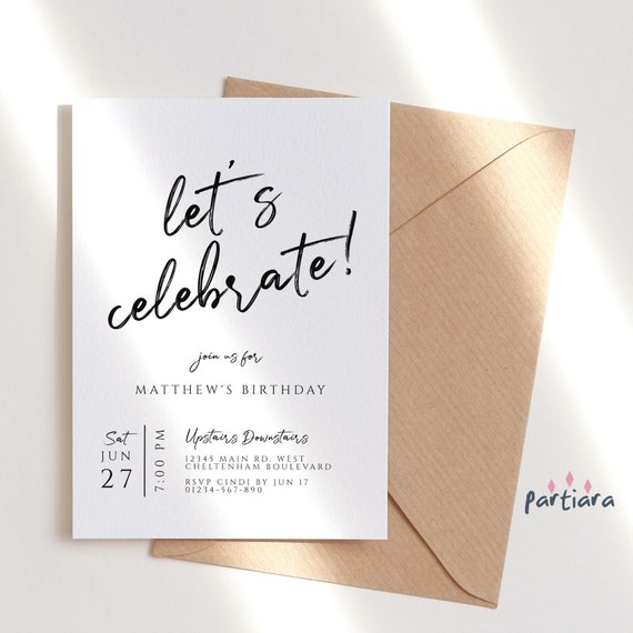 Let's Celebrate Party Invitation Online Editable Template Etsy
