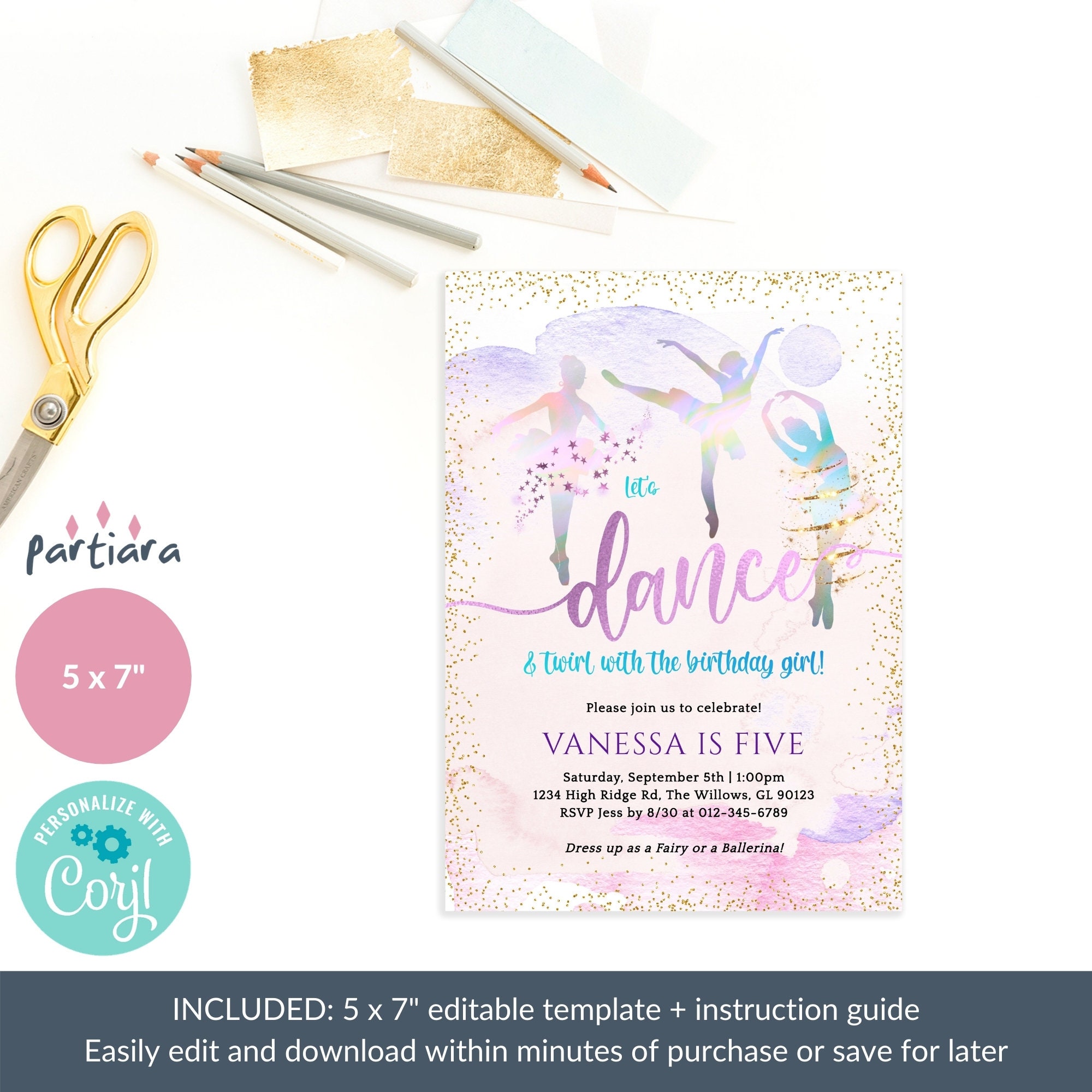 Editable Ballerina Birthday Invitation Ballet Invitations - Etsy