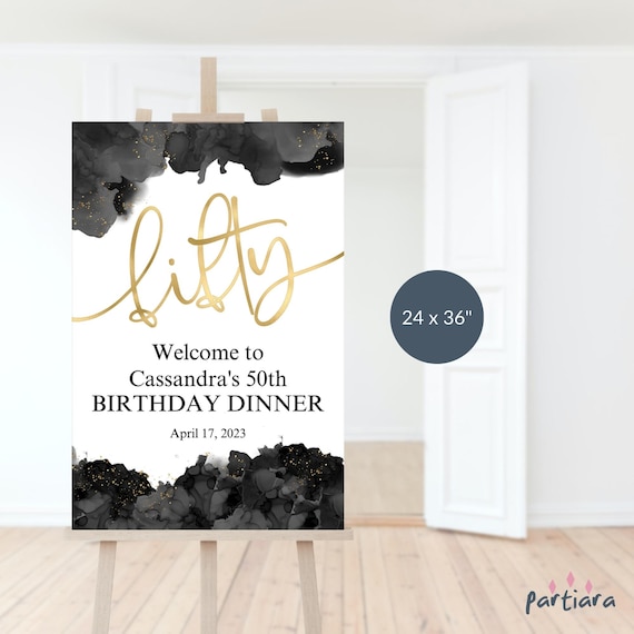 50th Birthday Welcome Sign Printable Ladies or Mens Dinner Party Welcome Poster  Board Editable Digital Download 24x36 Template P268 