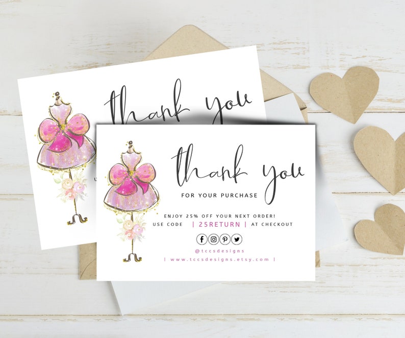 Business Thank You Cards Set Online Editable Templates Etsy | Etsy