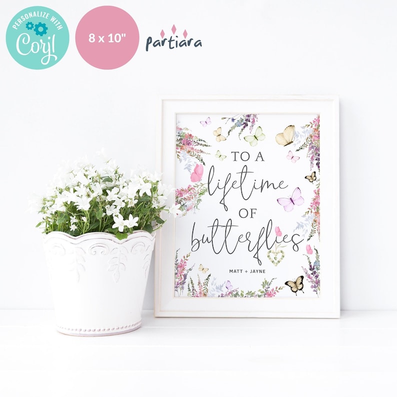 Butterfly Bridal Shower Table Decor Sign Printable Lifetime of Etsy