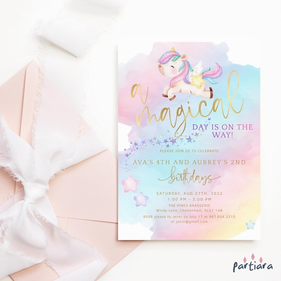 Magical Birthday Unicorn Invitation Printable Joint Party - Etsy