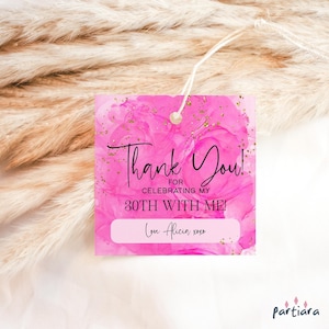 Pink Tags, Geburtstagsbevorzugung Geschenkanhänger Vorlage, Teen Girls oder Damen Party Danke Geschenke Label Printable Bearbeitbarer Download P200