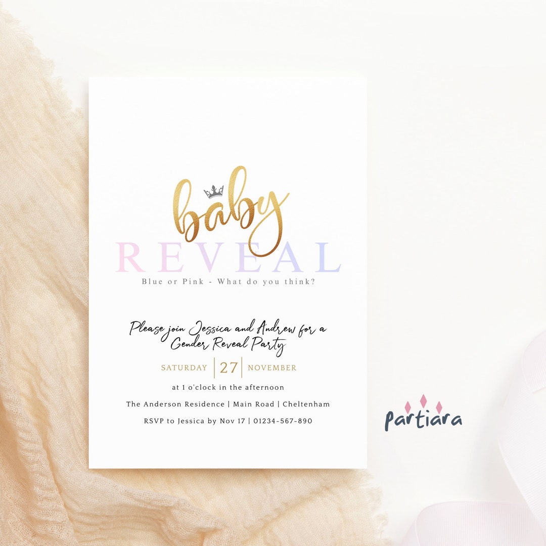 Baby Gender Reveal Invite Boy Girl Neutral Invitation Printable All