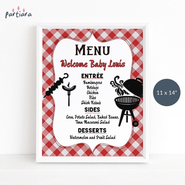 Backyard BBQ Table Menu Sign Printable Birthday Garden Grills Fathers Day Poster Decor Picnic Party Menus Editable Digital Download P787