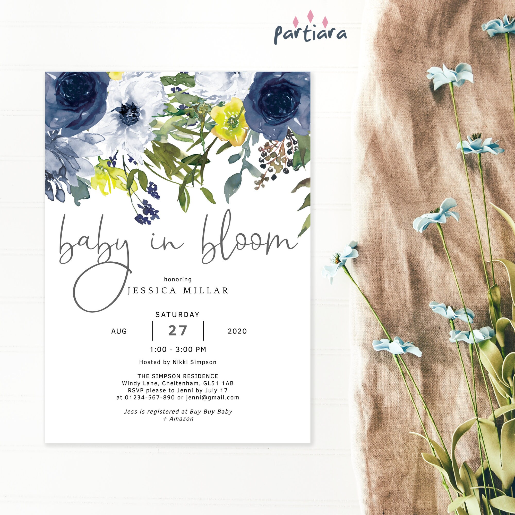 Baby in Bloom Shower Invitation Boy Baby in Bloom Shower Etsy