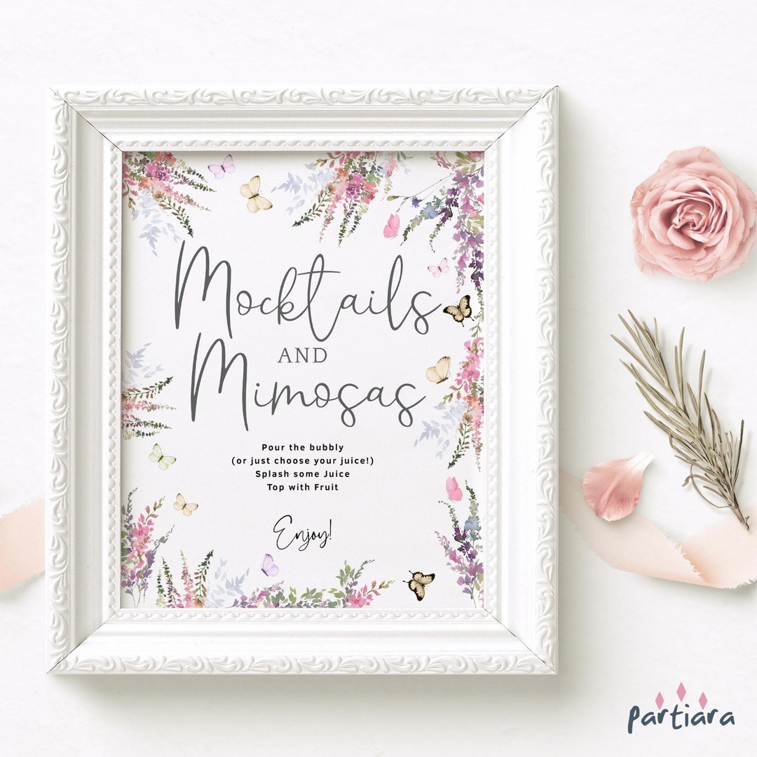 Mocktail and Mimosa Bar Sign Wildflower