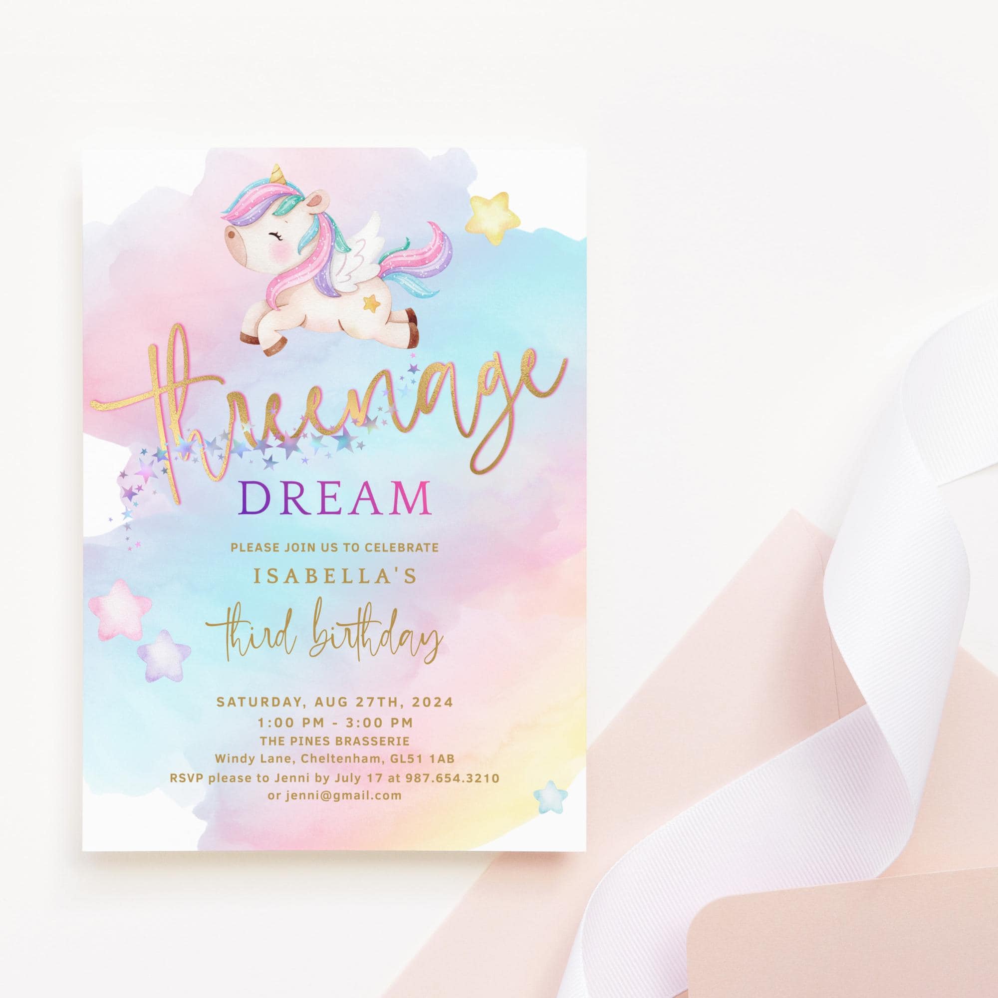 Invitación de cumpleaños número 3 de unicornio, invitaciones para el tercer  cumpleaños, invitaciones para fiesta de arcoíris pastel imprimibles,  plantilla de descarga digital editable P179 - Etsy México, image size:2000x2000