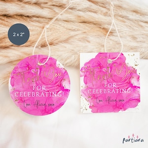 Etichetta per bomboniere rosa shocking, regalo di ringraziamento per ragazze adolescenti o donne, compleanno, addio al nubilato, brunch, festa, modello stampabile modificabile P200