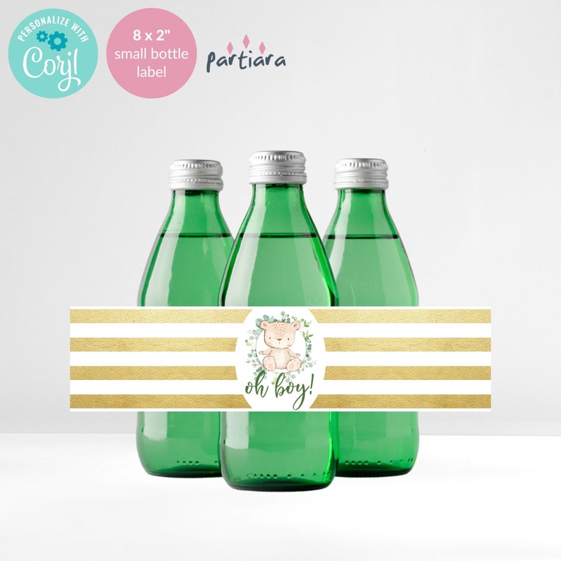 Boy Teddy Bear Picnic Party Water Bottle Labels Printable Baby Etsy