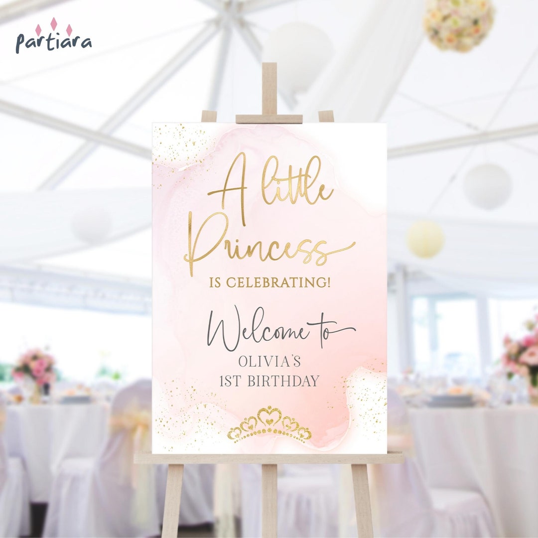 "A Little Princess Is On Her Way" Banner - Rose Gold & Gold, Baby Shower Or 1st Birthday Princess Party Decor