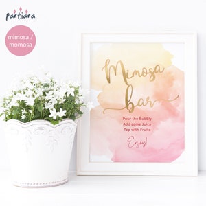 Sunshine Mimosa Bar, Lemonade Theme Bridal Mimosa Bar Sign Template, Girls Birthday Drinks Table Poster Decor Printable, Editable P178
