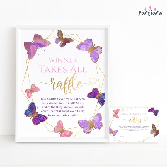 Butterfly Baby Shower Winner Takes All Raffle Game Girl Party Etsy