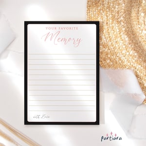 Tarjeta imprimible de recuerdos y deseos de cumpleaños, tarjetas con consejos para fiestas para hombres o mujeres, decoración en negro y dorado, descarga digital editable P268