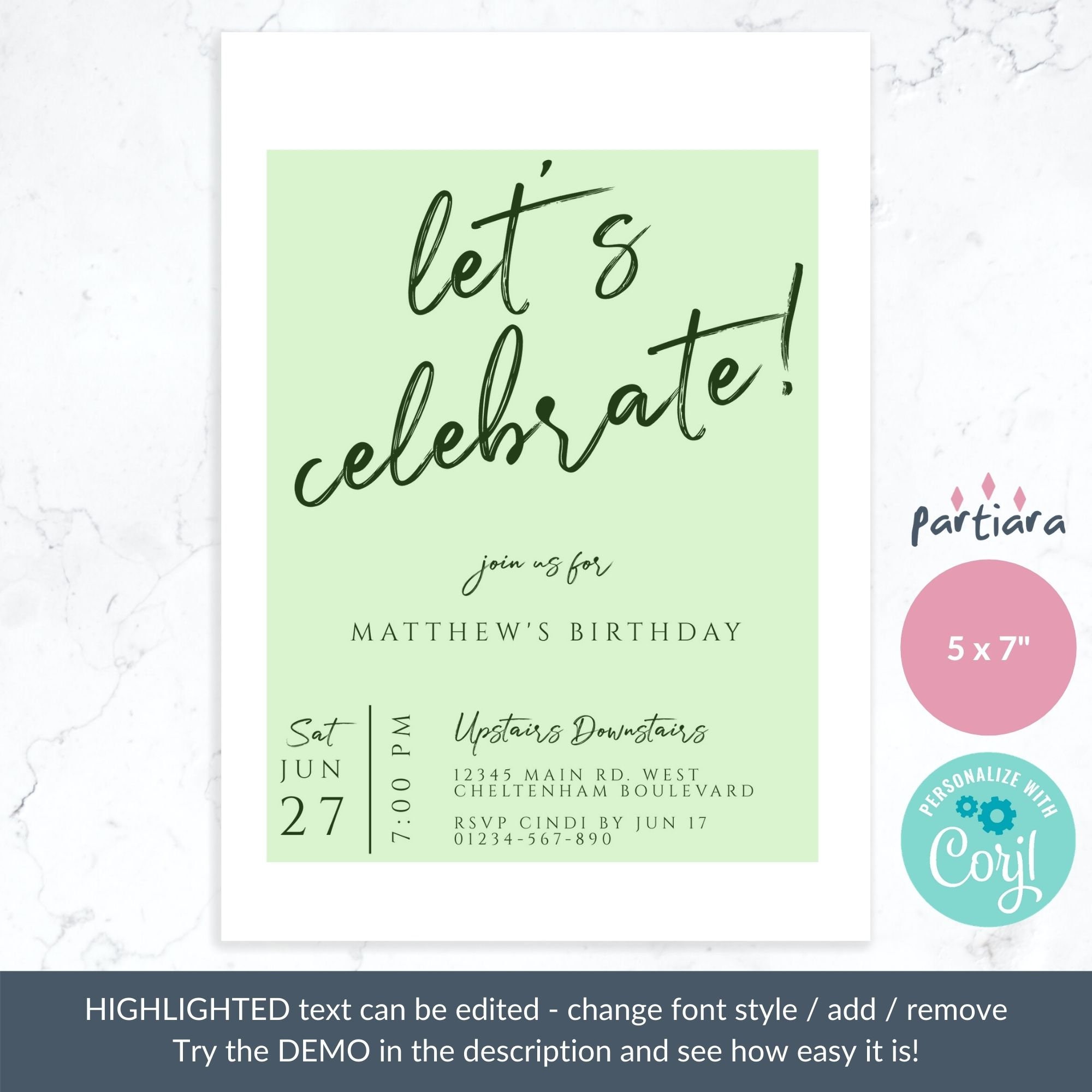 Let's Celebrate Party Invitation Online Editable Template Etsy