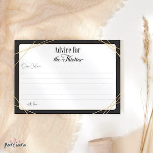 Plantilla de tarjeta de consejos y deseos, recuerdos y deseos de cumpleaños imprimibles para eventos de hombres o mujeres, descarga digital editable P86