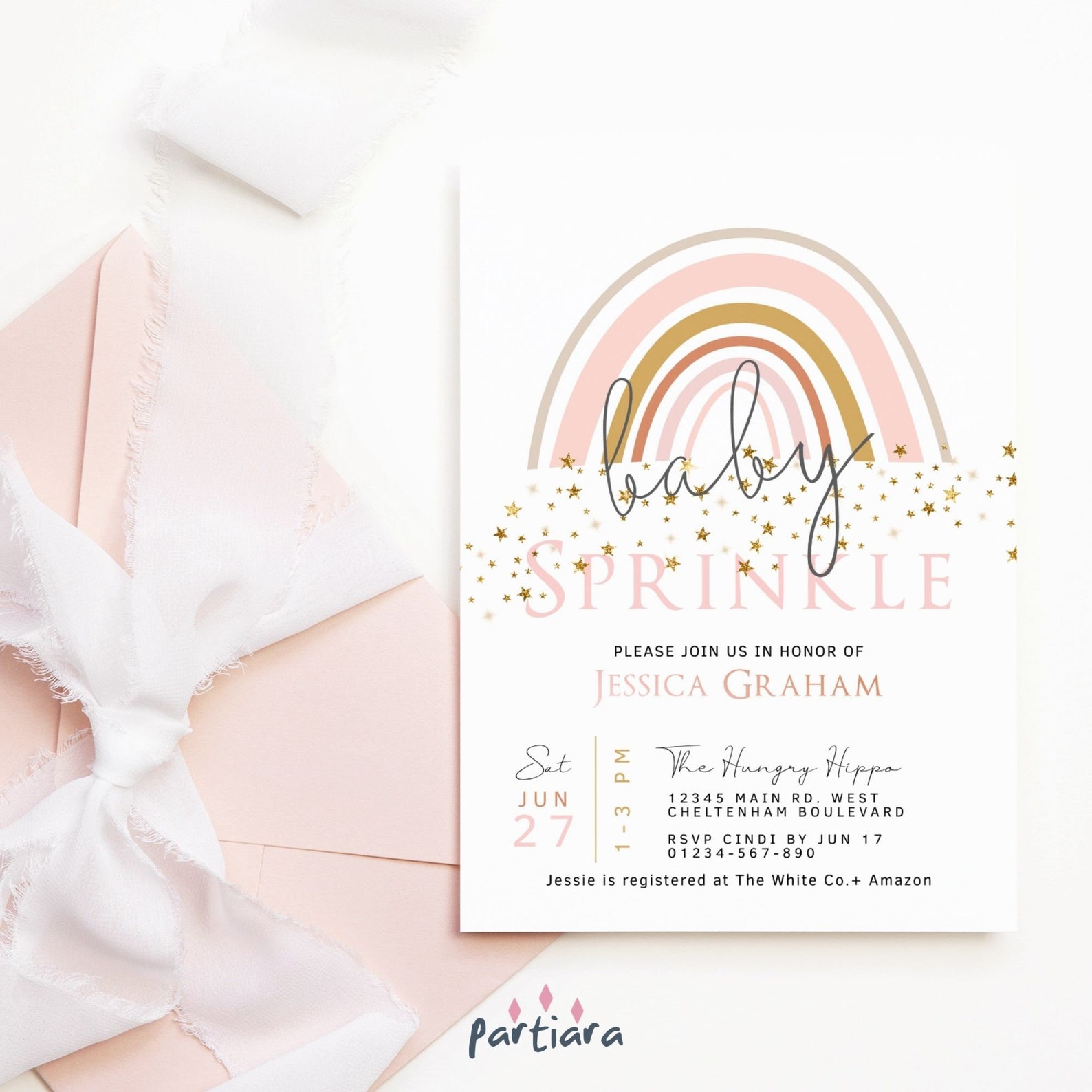 EDITABLE Rainbow Baby Shower Sprinkle Invitation Girl Pastel | Etsy