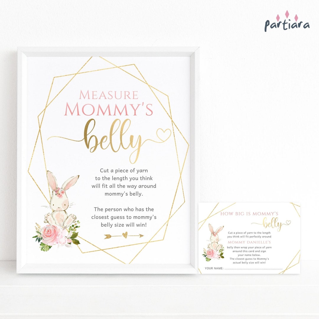 Measure Mommys Belly Game Bunny Baby Shower Floral Table Decoration ...