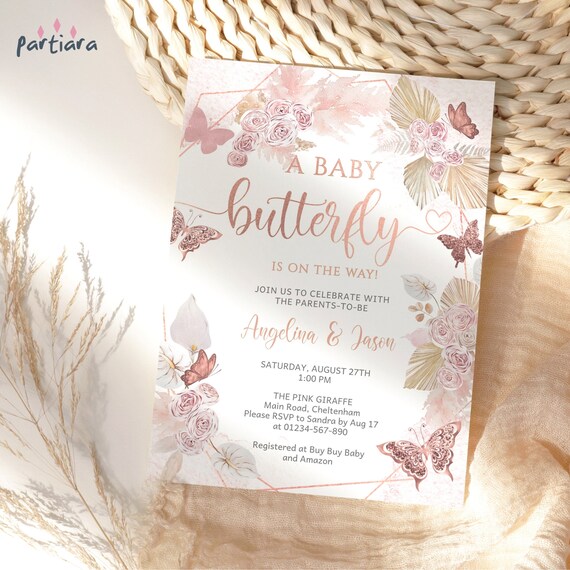 Boho baby shower store invitations girl