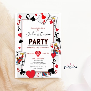 Casino Birthday Invitation Download Poker Cards Game Party Invite Editable Template for Men or Ladies Printable Corjl Card P445
