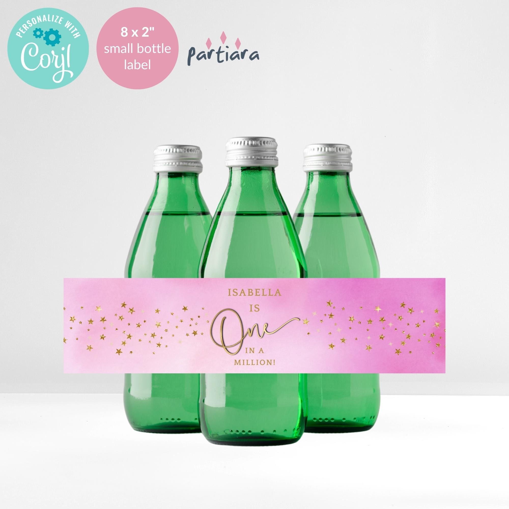 Girl Pink Gold Water Bottle Labels Printable One in a Million Etsy