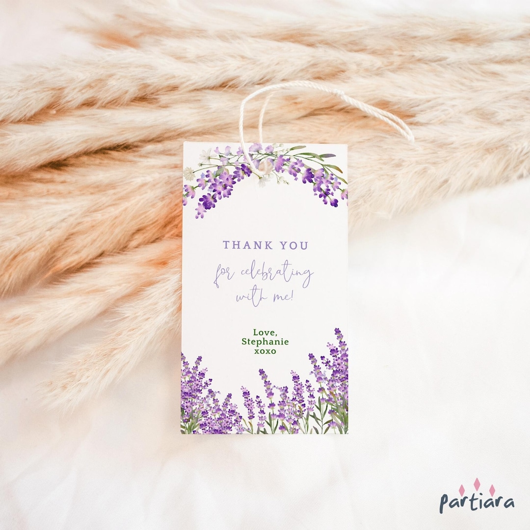 Lavender Gift Favor Tag Printable Girls Birthday Party Thank - Etsy