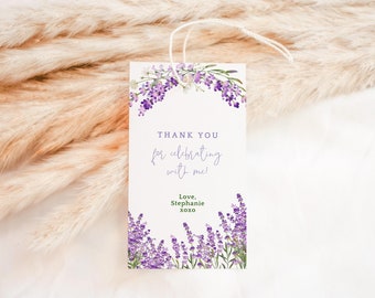 Editable Lavender Tags Favor Gifts Thank You Labels Ladies Birthday Party Favors Printable Watercolor Floral Digital Download Template P781