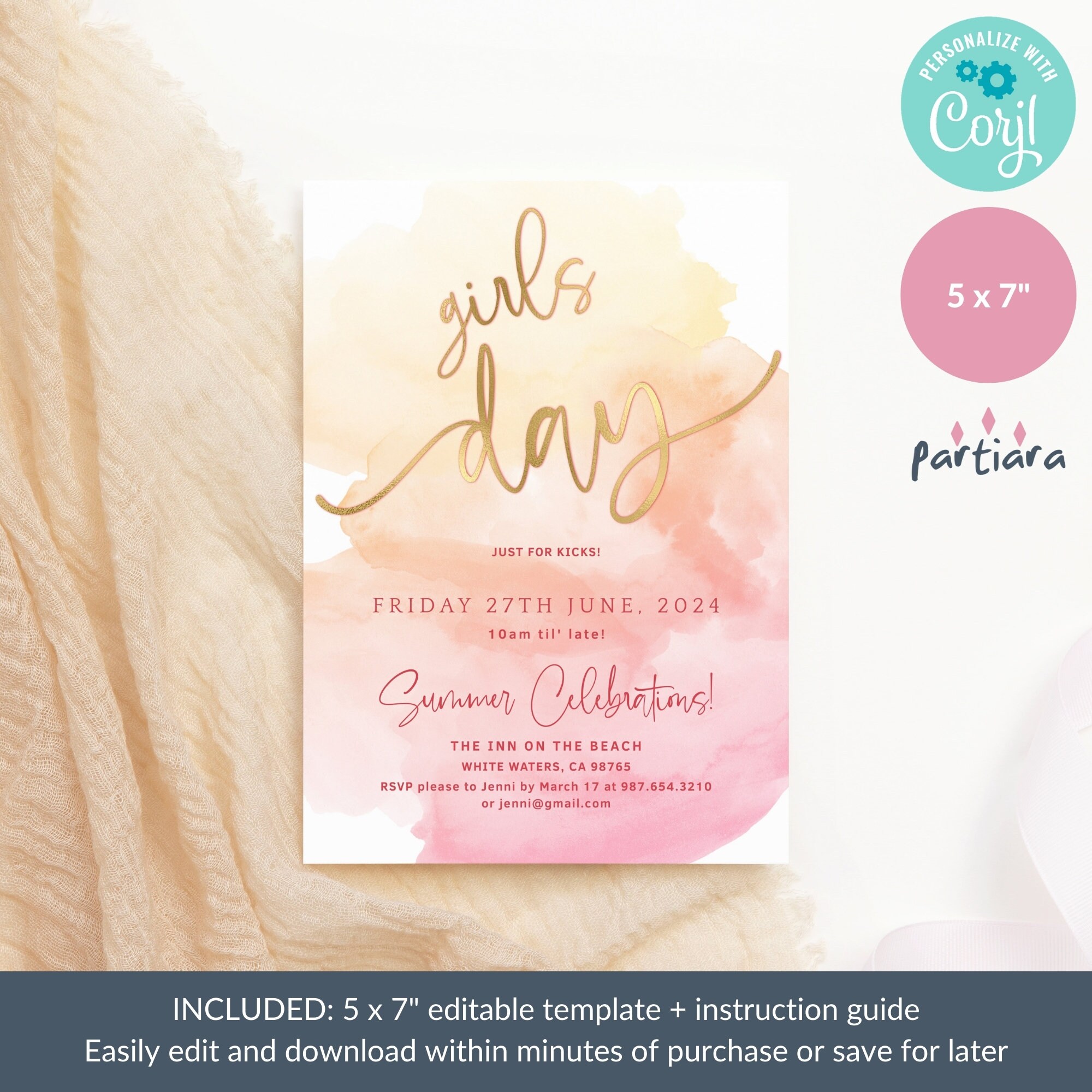 Girls Day Invitation, Ladies Day Out, Brunch Lunch Dinner Party Invites ...