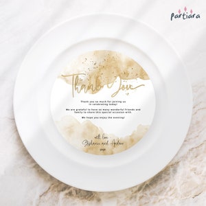 Editable Thank You Charger, Plate Chargers, Birthday Thankyou Table Charger Card Ladies All White Gold Bridal Shower Printable Download P441