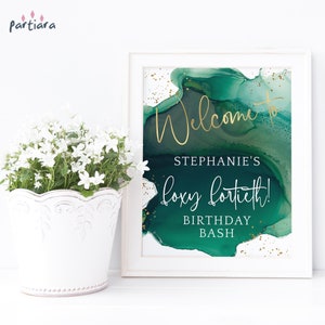 Emerald Green Gold Ladies Welcome Sign Printable Table Poster Decor Editable Download Template 30th 40th 50th 60th P132 P257