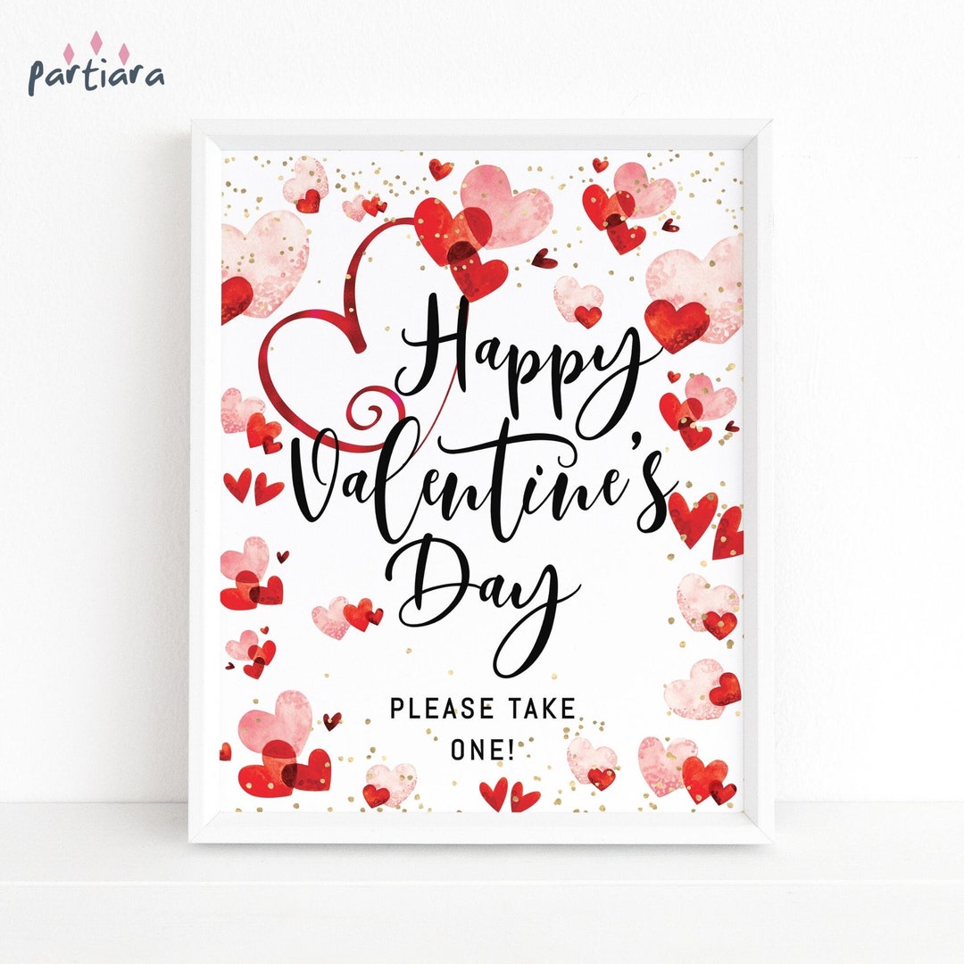 Valentines Party Sign Favor Tables Poster Decor Happy Valentines Day Decoration Baby Shower 1st ...