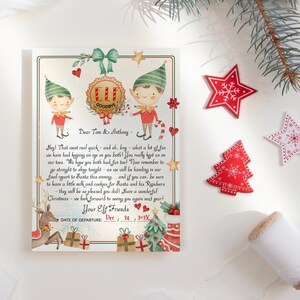 Modelo de carta de despedida de elfo editável, cartas de despedida de elfos para meninos no Natal para impressão, download digital de carta de elfo P191