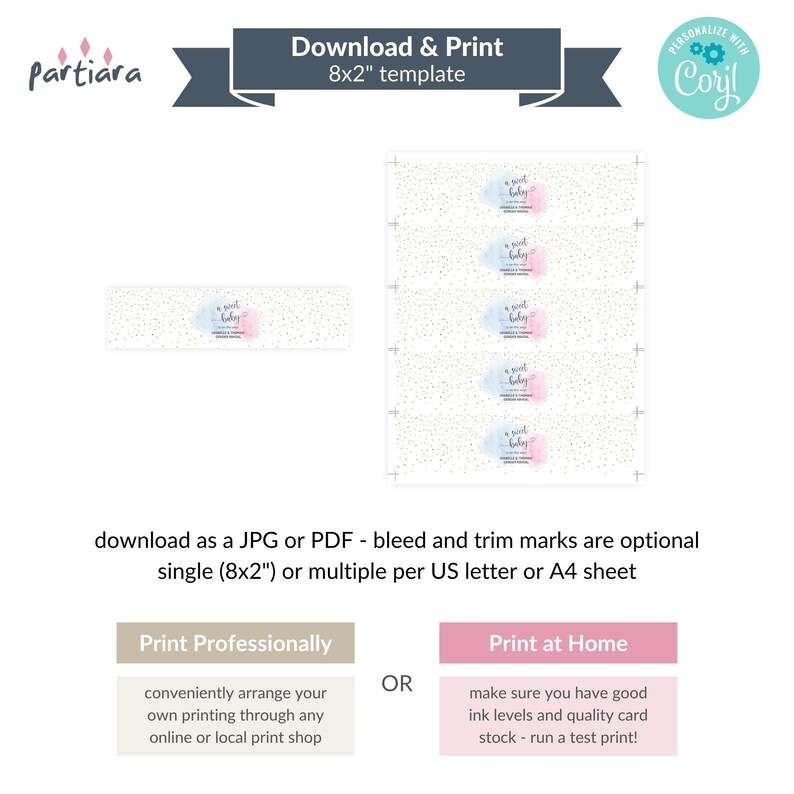 Gender Reveal Water Bottle Labels Printable, Pastel Baby Shower Label