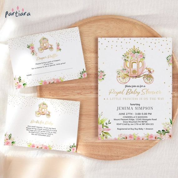 Baby Shower Princess Invitation Bundle Pack Printable Girl - Etsy