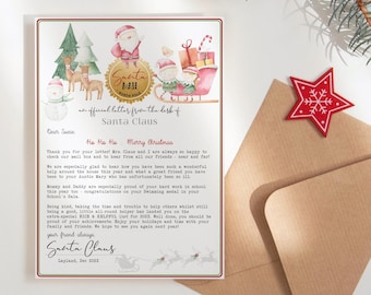 Letter from Santa Template, Letters from Santa Claus Download, Christmas Letter Printable, Editable Boy or Girl DIY Corjl Letters P191