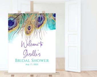 Peacock Welcome Sign Template: Bridal Shower or Birthday Party Printable Download P83