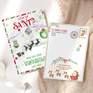 Postal para Papá Noel, cartas para niños pequeños a Papá Noel, plantilla Corjl, dibujo autoimprimible y editable para niños o niñas, P191