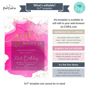 Girls Night Invitation Printable Digital Download Ladies Pamper Party ...
