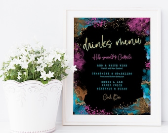 Drink Menu Template: Birthday Signature Drinks Table Sign Printable (Digital Download) P750