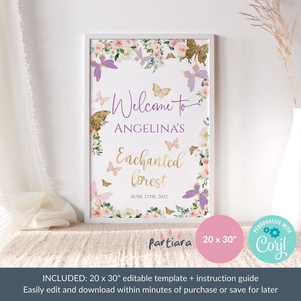 Enchanted Forest Welcome Sign Printable Girl's Birthday - Etsy