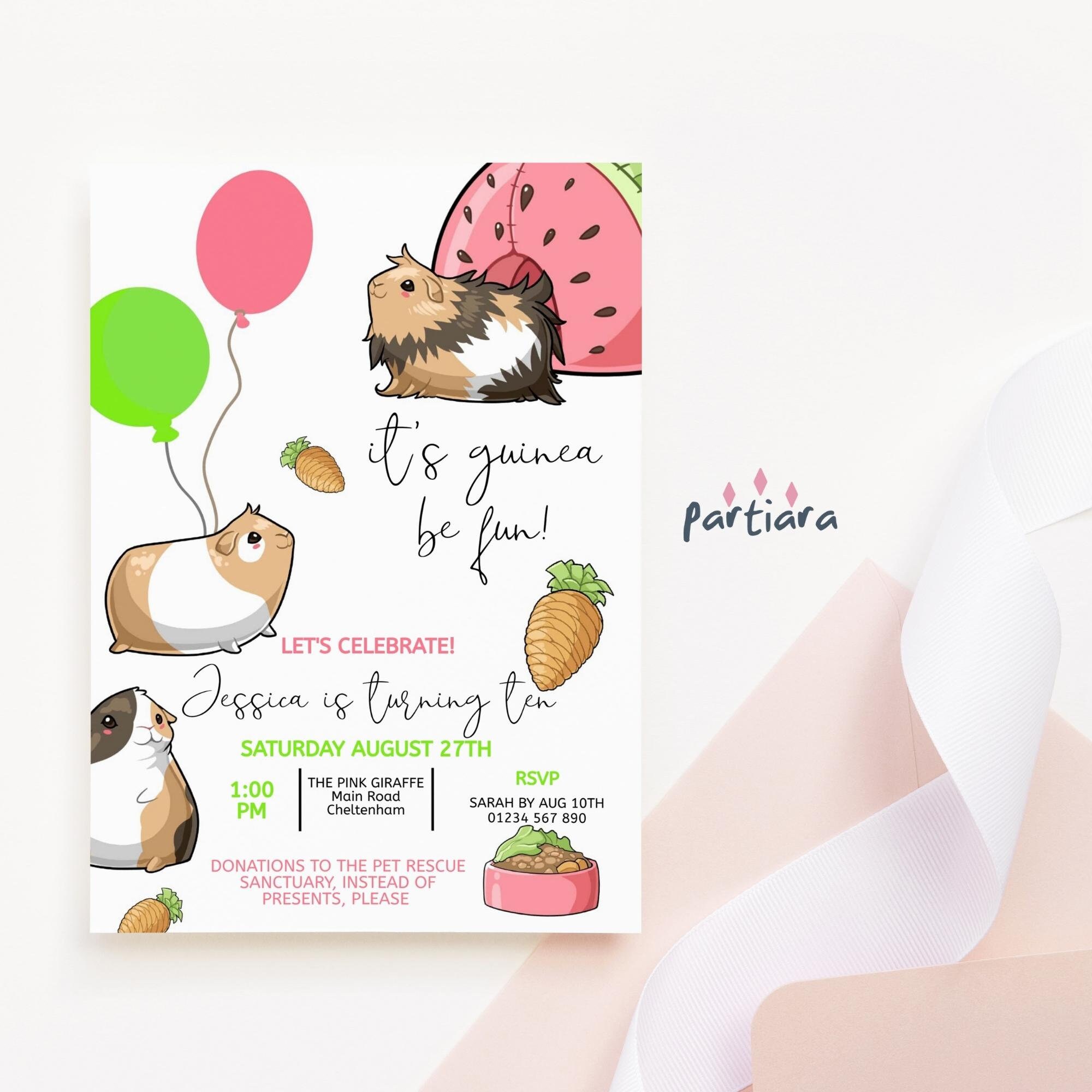 Guinea Pig Party Invitation Guinea Pig Birthday Party Invite | Etsy