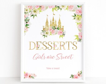 Princess Birthday Dessert Table Sign, Pink Fairytale Castle Decor (Printable) P137